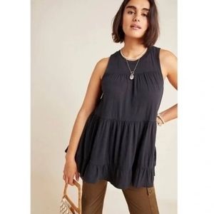 Anthropoligie Black Georgia Tiered Tank
